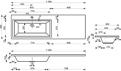 Style Line Тумба с раковиной Даллас 150 L Люкс Plus 2 ящика подвесная белая – фотография-16